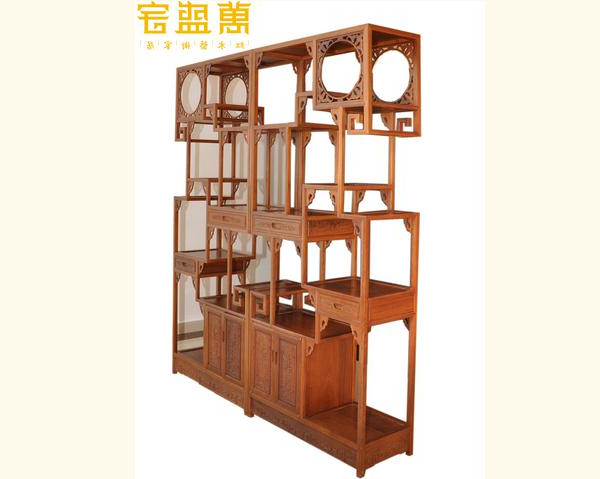 缅花五福博古架