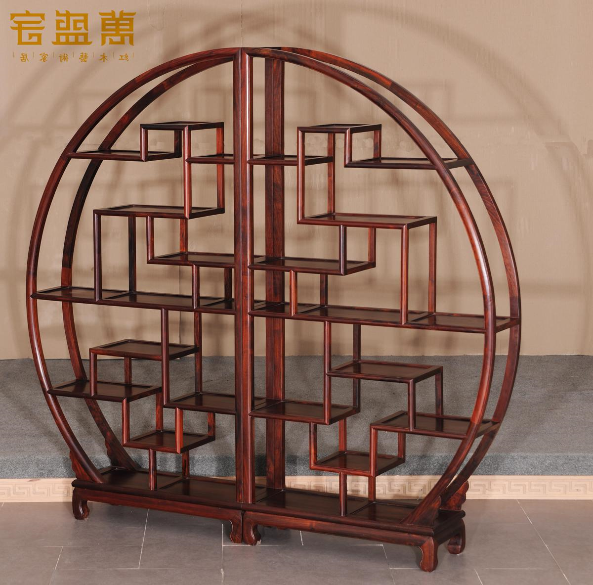 大红酸枝圆月组合博古架