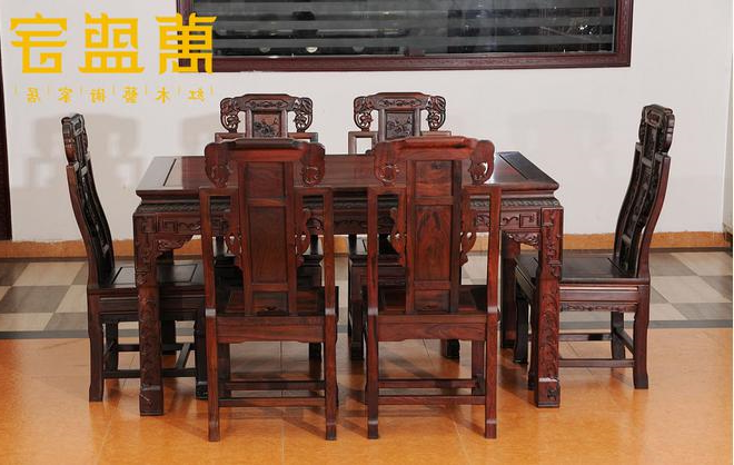 大红酸枝福禄寿餐台